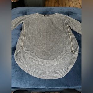 INC International Macy’s Sweater Small S Gray Knit Pullover Side Zippers